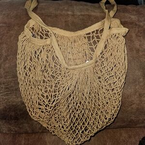 Tan Mesh Tote Bag
